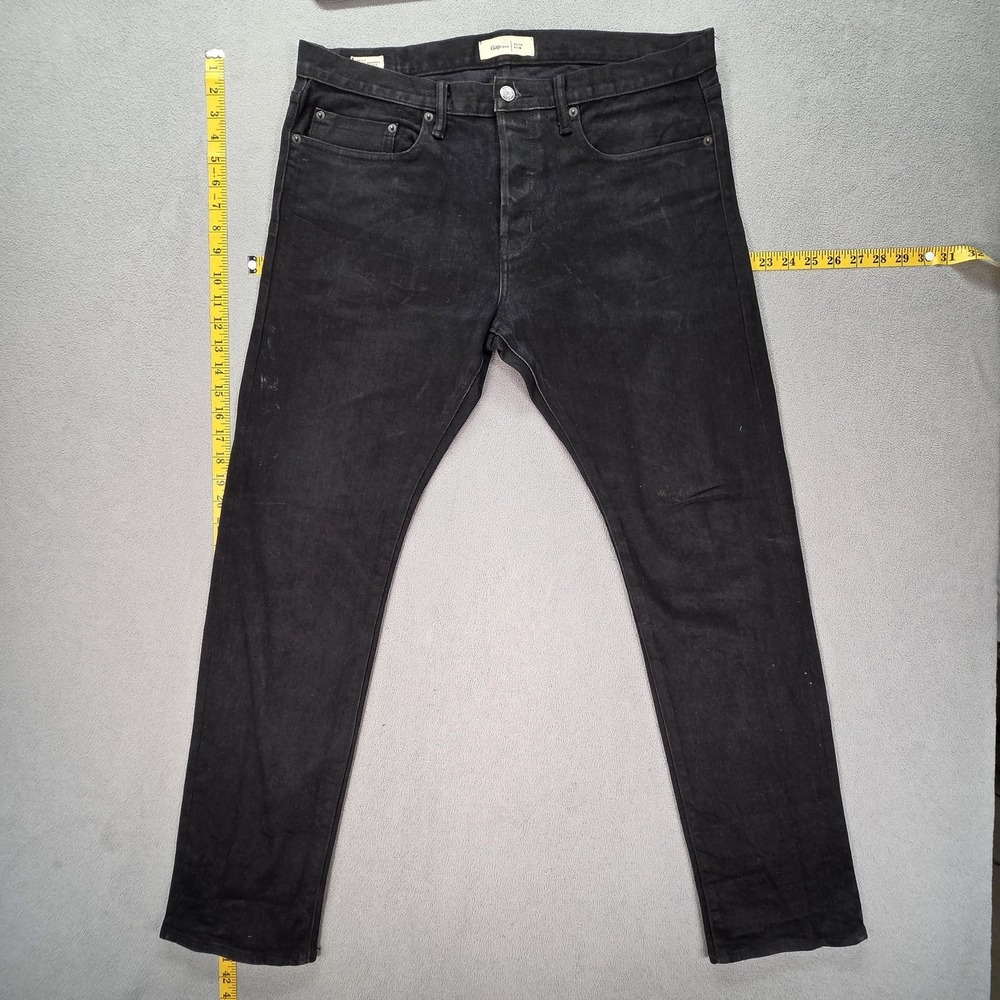 Gap Jeans Mens Selvedge 34x30 Black Slim Straight Kaihara Denim
